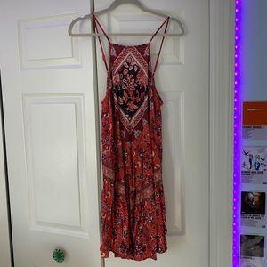 American Eagle Red Printed Sundress
